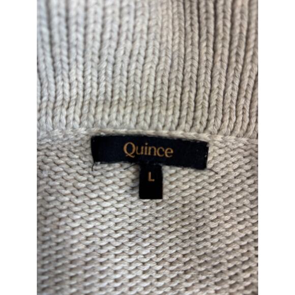 Quince Neutral Stripe Organic Cotton Sweater Large Cozy Minimalist Pullover - Picture 5 of 12